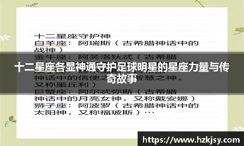 十二星座各显神通守护足球明星的星座力量与传奇故事
